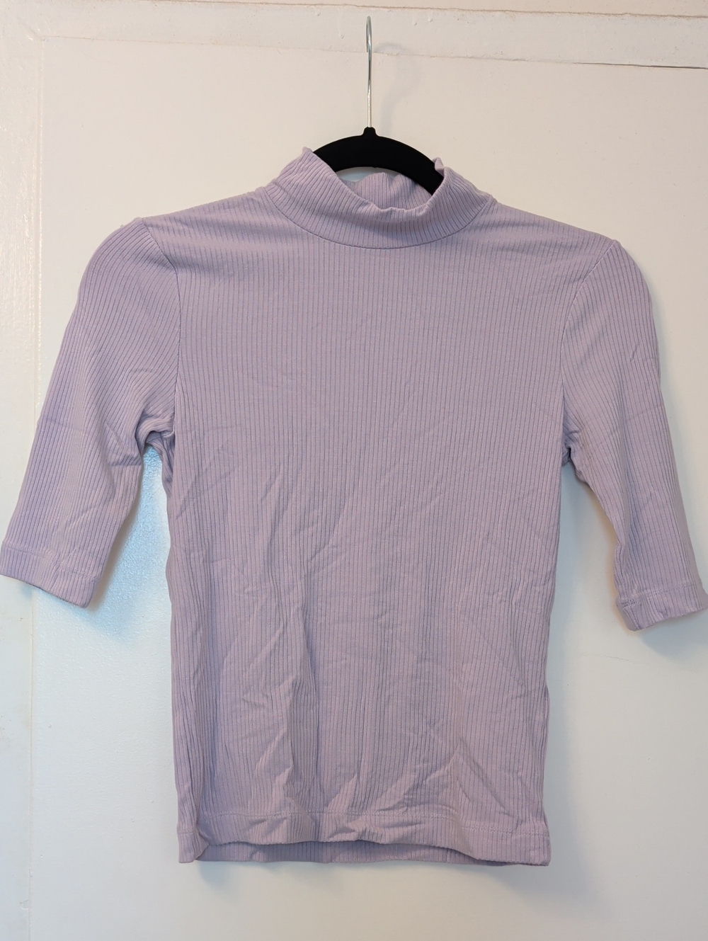 & Other Stories LA Atelier Lavender Purple 3/4 Sleeve Mock Neck Top Size 4